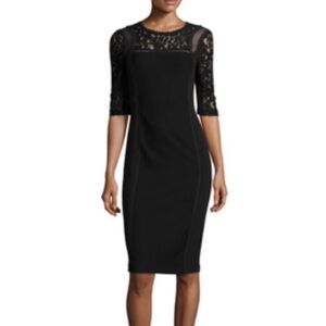 REBECCA TAYLOR Lace Detail Sheath Dress